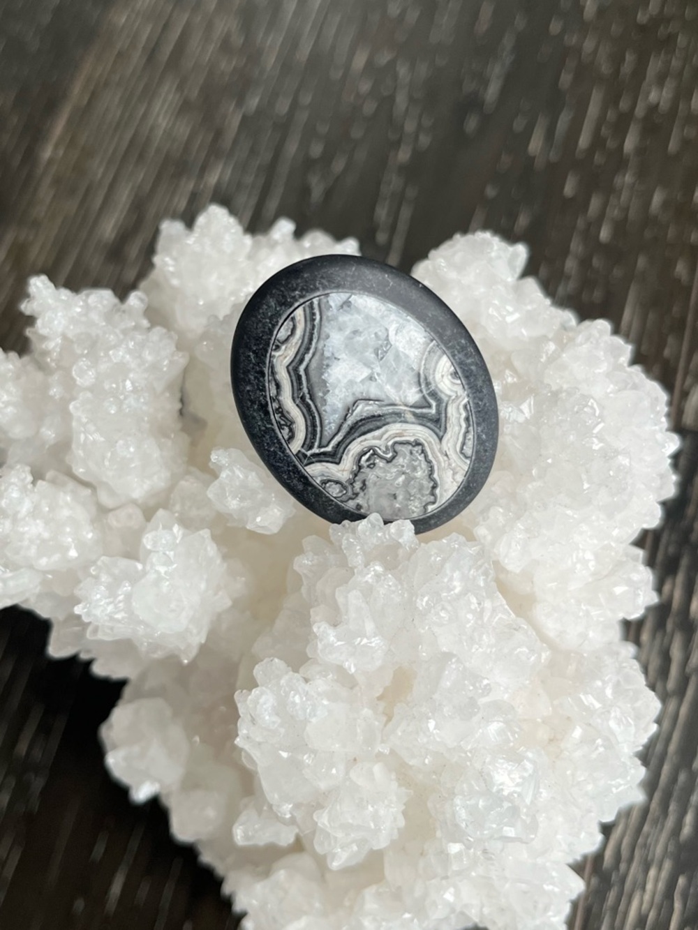 Designer Black & White Crazy Lace Agate Inlay Cabochon - Picture 3 of 4